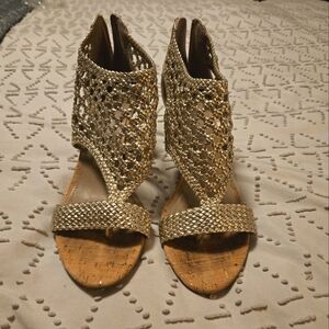 Donald J. Pliner Metallic Woven Sandals